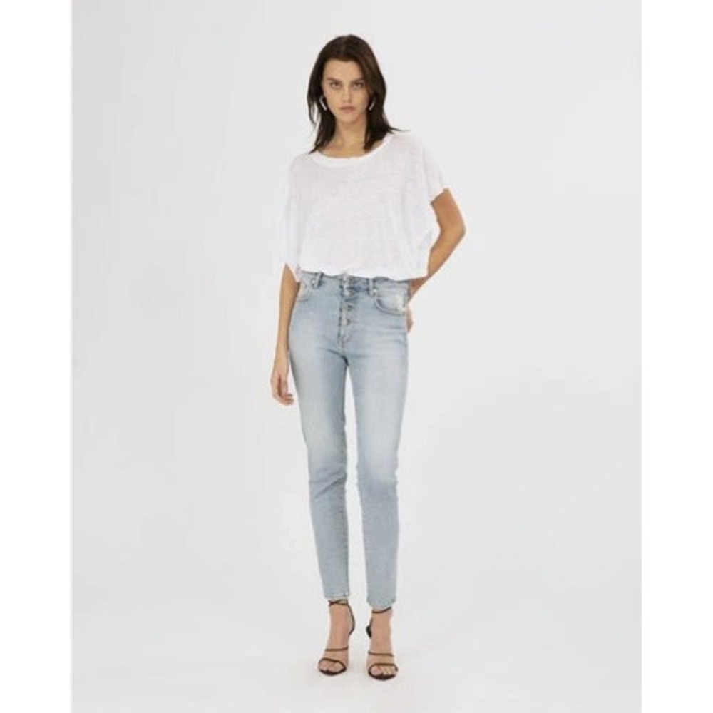 IRO Paris Gaety-19S Slim High Rise Button Fly Light Wash Denim Jeans Size 27 NWT
